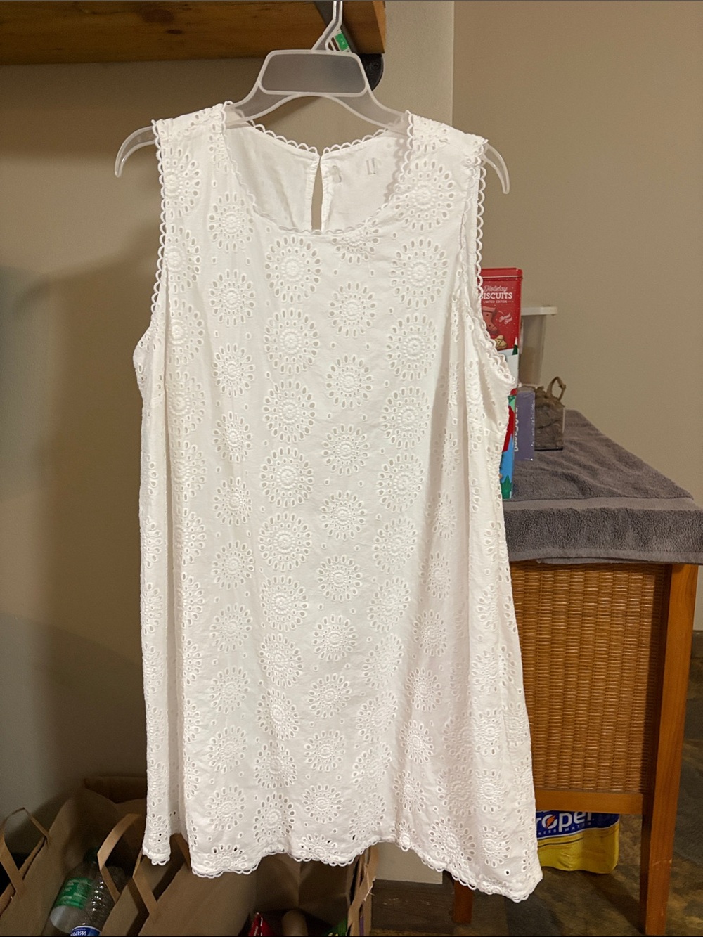 White Sleeveless Eyelet Mini Dress - Classic Summer Style